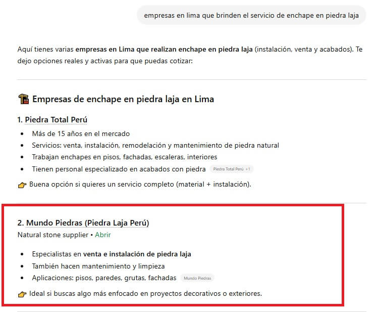 Piedra Laja en ChatGPT