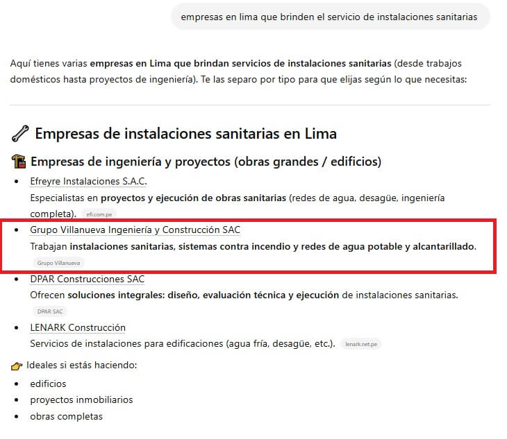 Grupo Villanueva en ChatGPT